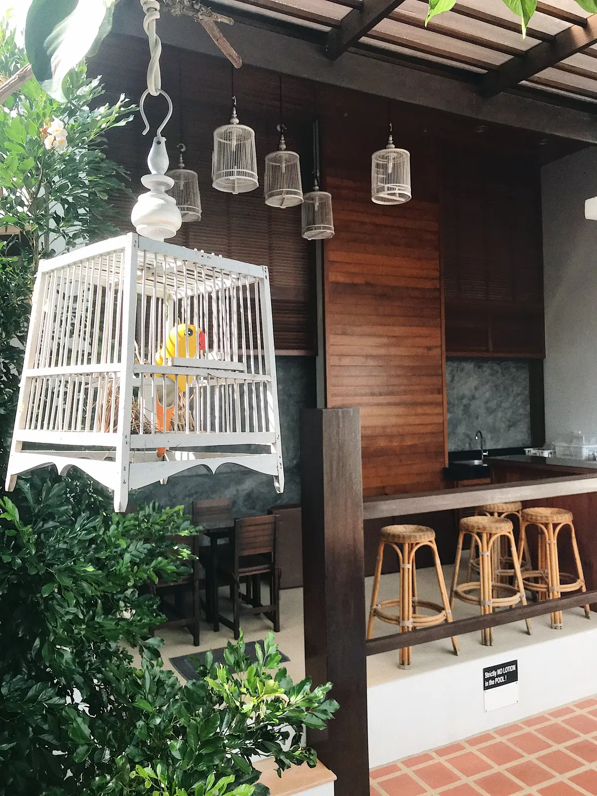 Outdoor bar and dining area